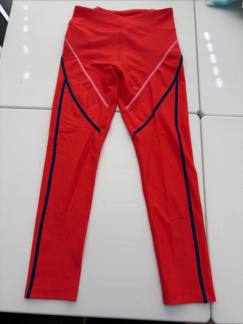 Old Navy Red Girls' Leggings with Navy and Pink Piping